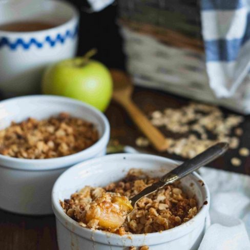 Honey Apple Crumble In Bowl - Honey Recipe By Manawa Honey NZ, Ruatahuna, Te Urewera, New Zealand