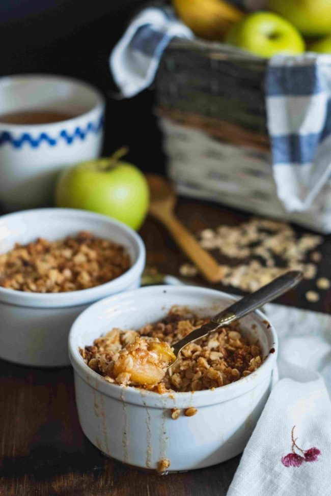 Honey Apple Crumble In Bowl - Honey Recipe By Manawa Honey NZ, Ruatahuna, Te Urewera, New Zealand
