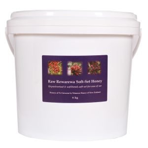 6kg commercial pail of Raw Rewarewa Soft-Set Honey, unpasteurised forest honey from Te Urewera.